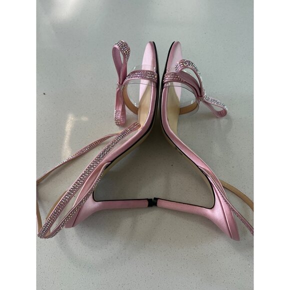 Mach Mach Baby Pink 95 French Bow Crystal-Embellished Sandals heels size 37.5 - Picture 8 of 9